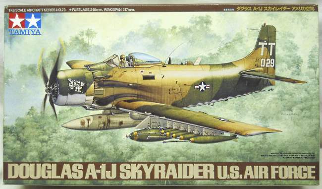 Tamiya 1/48 Douglas A-1J Skyraider - US Air Force 56th SOW 602nd SOS Aircraft 029 or 014, 61073-3000 plastic model kit